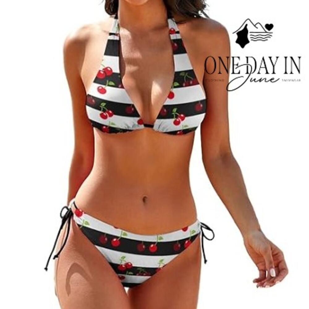 CharmLeaks Halter Tie Side Bikini Swimsuit Size XXL